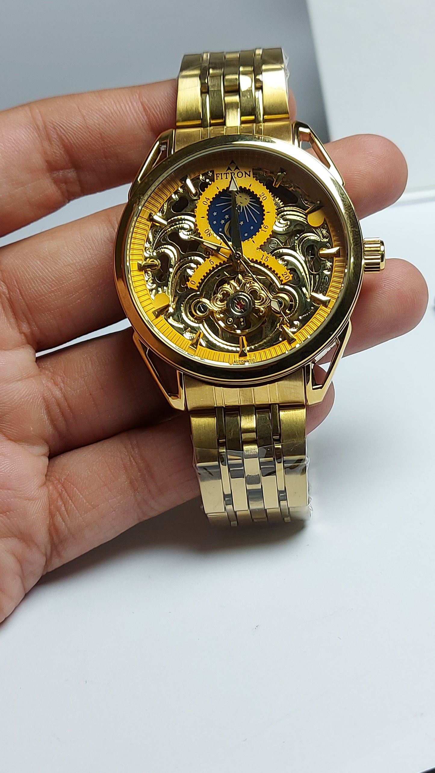 Fitron Beautiful Men's Watch in Skeleton Dial Gold Edition Limited