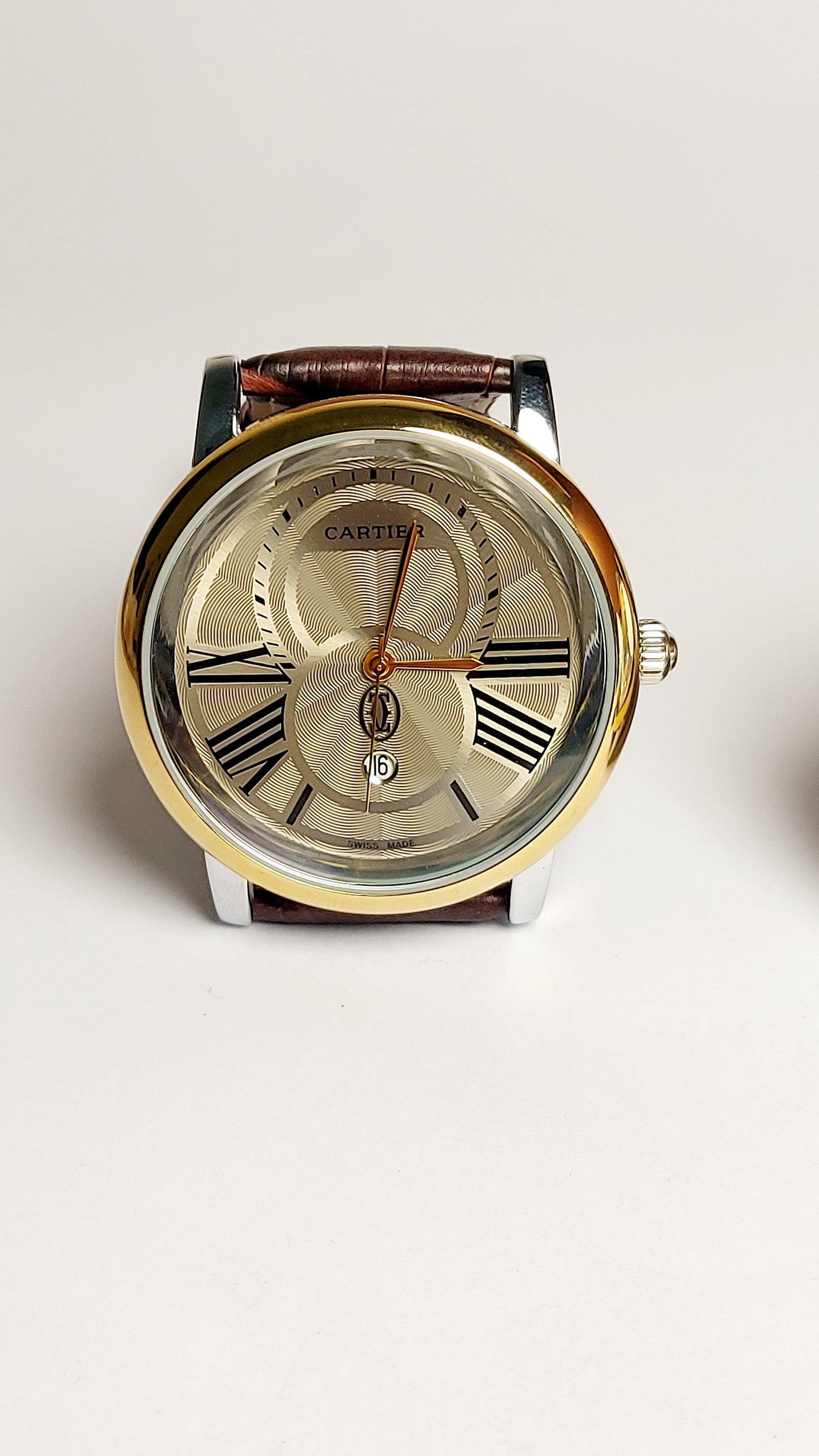 Ronde Louis Cartier Premium Watch ( Gold & Brown Color )