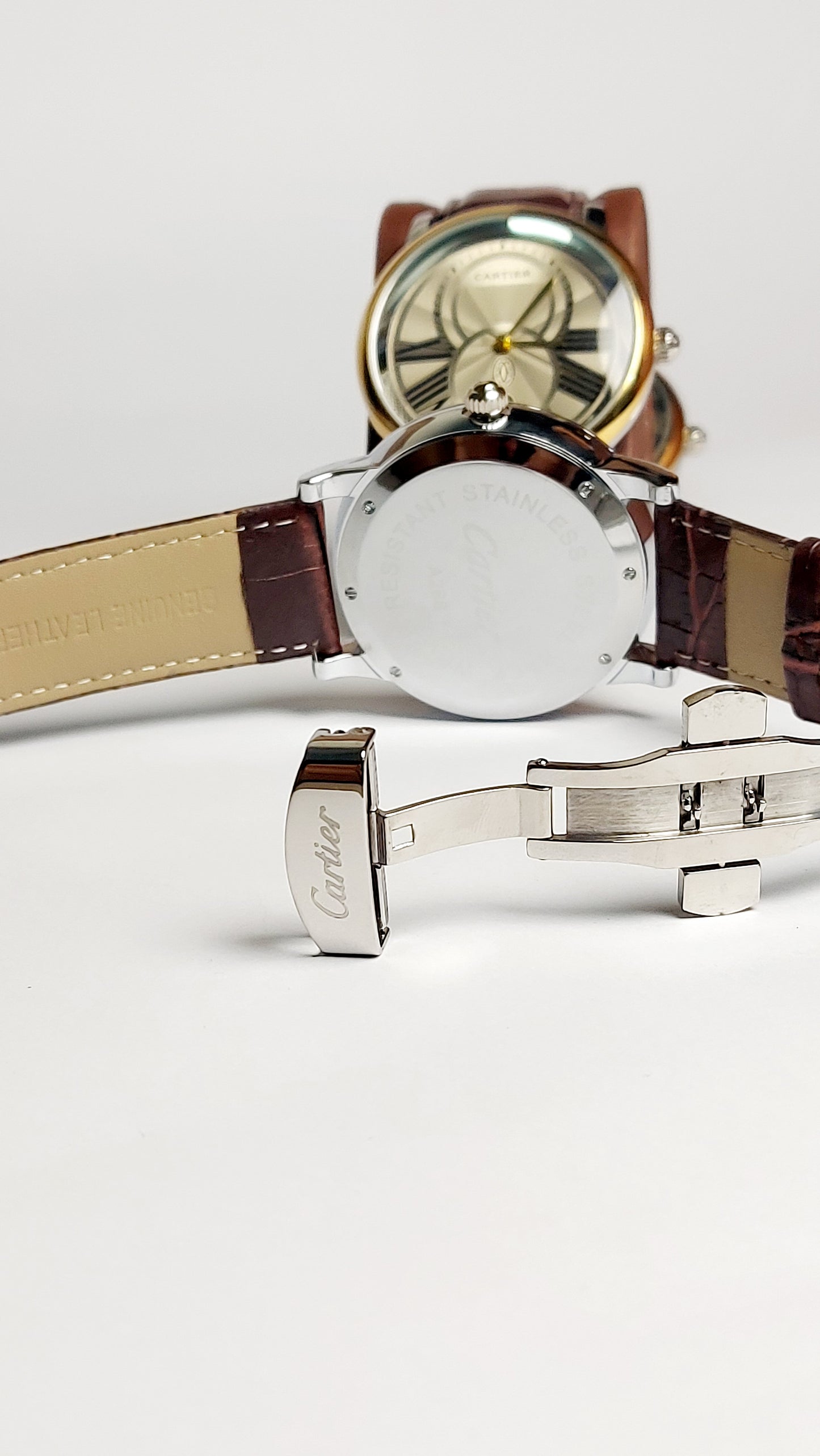 Ronde Louis Cartier Premium Watch ( Gold & Brown Color )