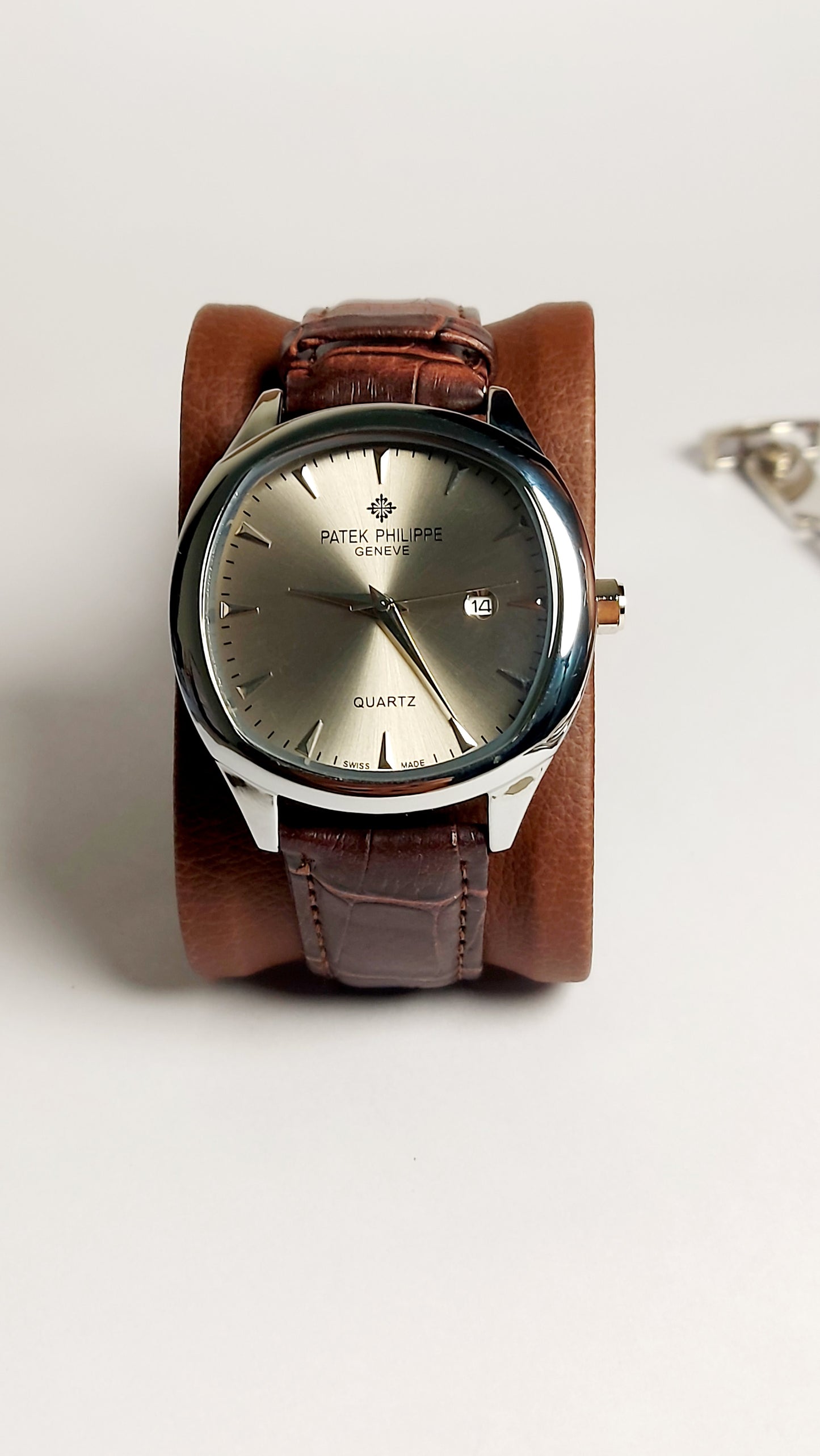 Patek Philippe Quartz Premium Quality Watch ( Silver Brown shaded )