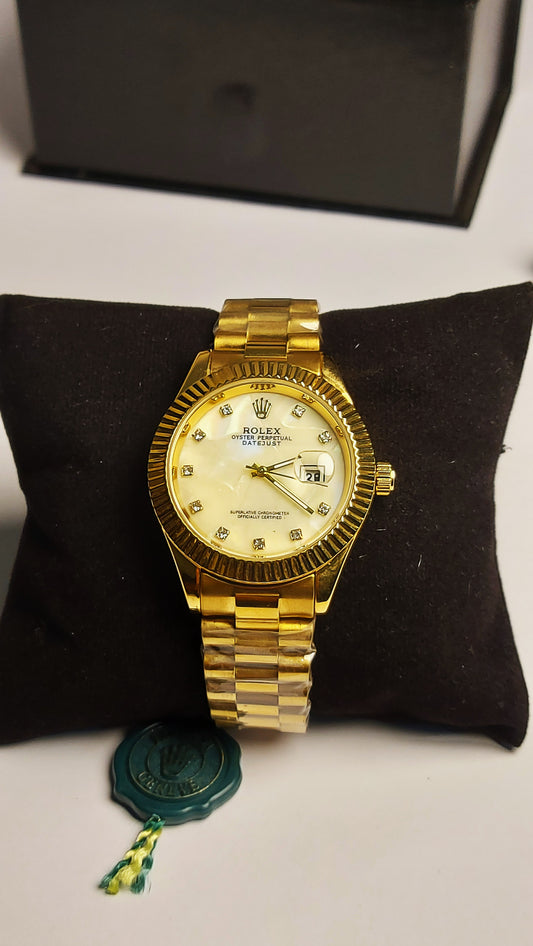 Rolex Diamond Modern Stainless Steel Watch