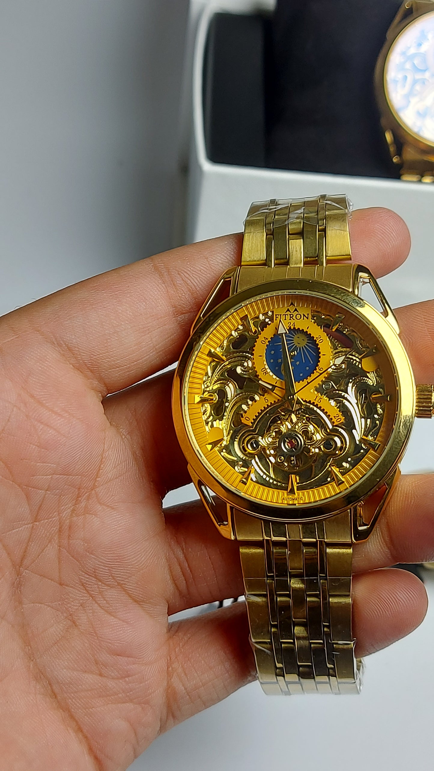 Fitron Beautiful Men's Watch in Skeleton Dial Gold Edition Limited