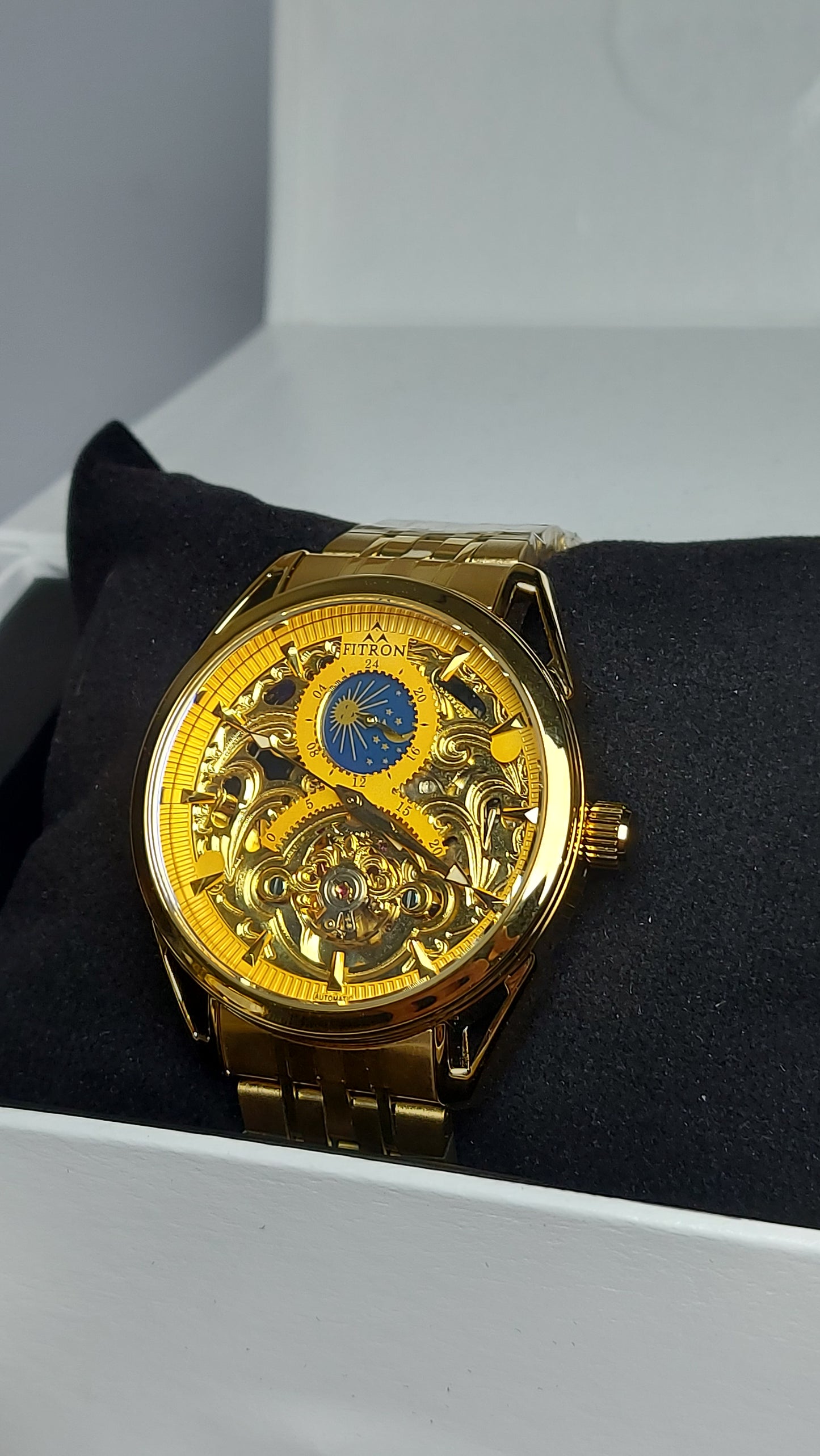 Fitron Beautiful Men's Watch in Skeleton Dial Gold Edition Limited