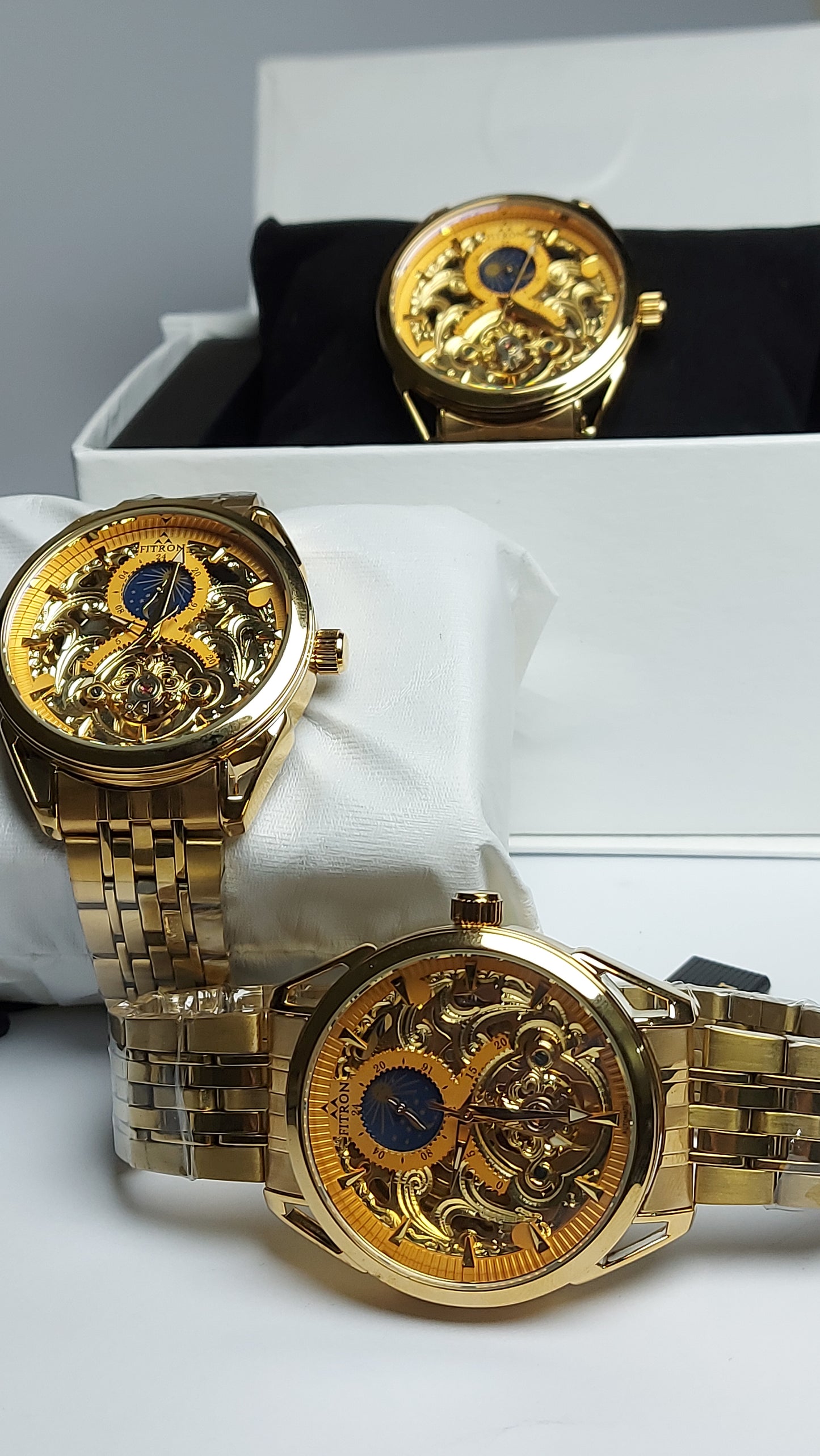 Fitron Beautiful Men's Watch in Skeleton Dial Gold Edition Limited
