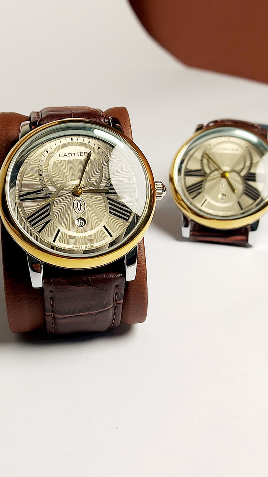 Ronde Louis Cartier Premium Watch ( Gold & Brown Color )