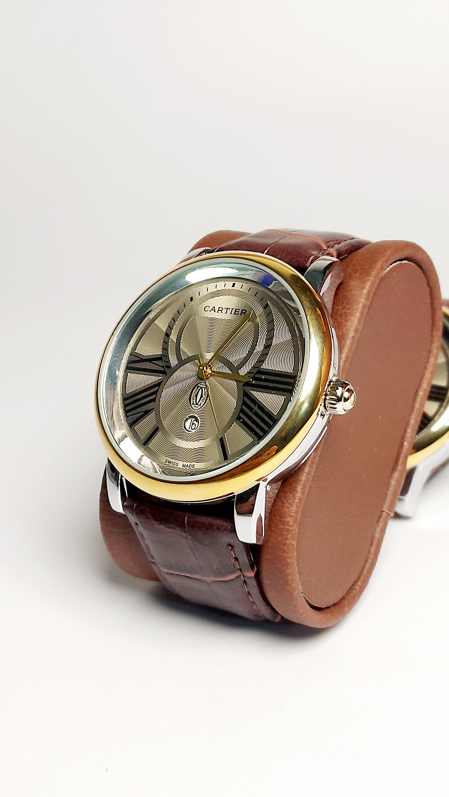 Ronde Louis Cartier Premium Watch ( Gold & Brown Color )