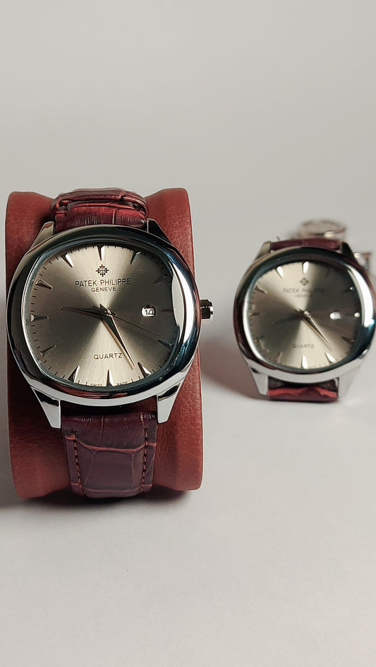 Patek Philippe Quartz Premium Quality Watch ( Silver Brown  shaded )