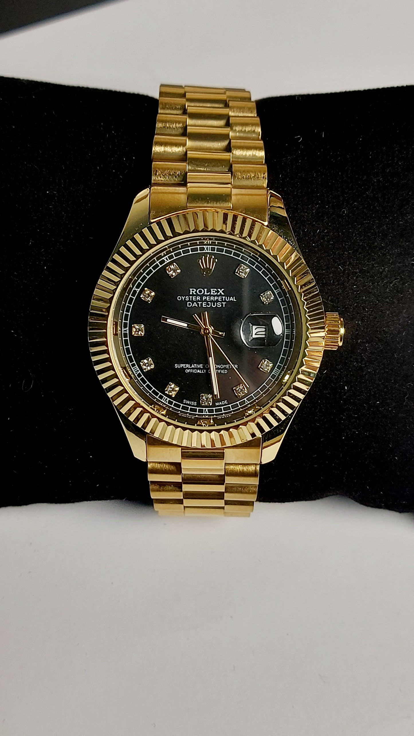 Rolex_clasp Valuable Good Quality Watch. ( Black Gold Shad )